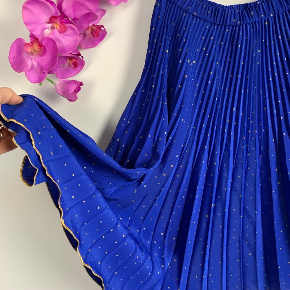 Royal Blue Pleated Skirt with Gold M/L